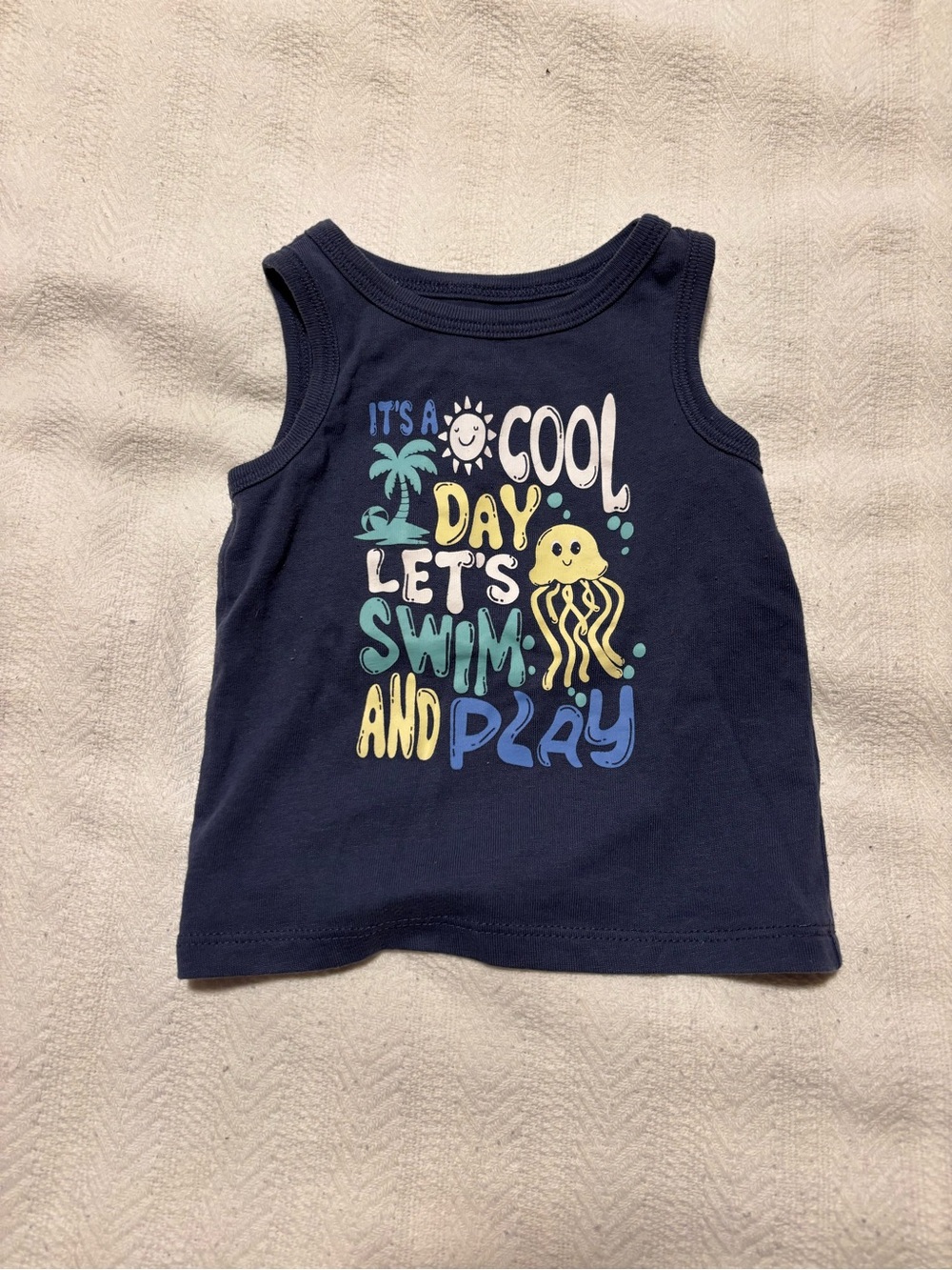 Navy Kids' Tank Top - "It's a Cool Day" Graphic